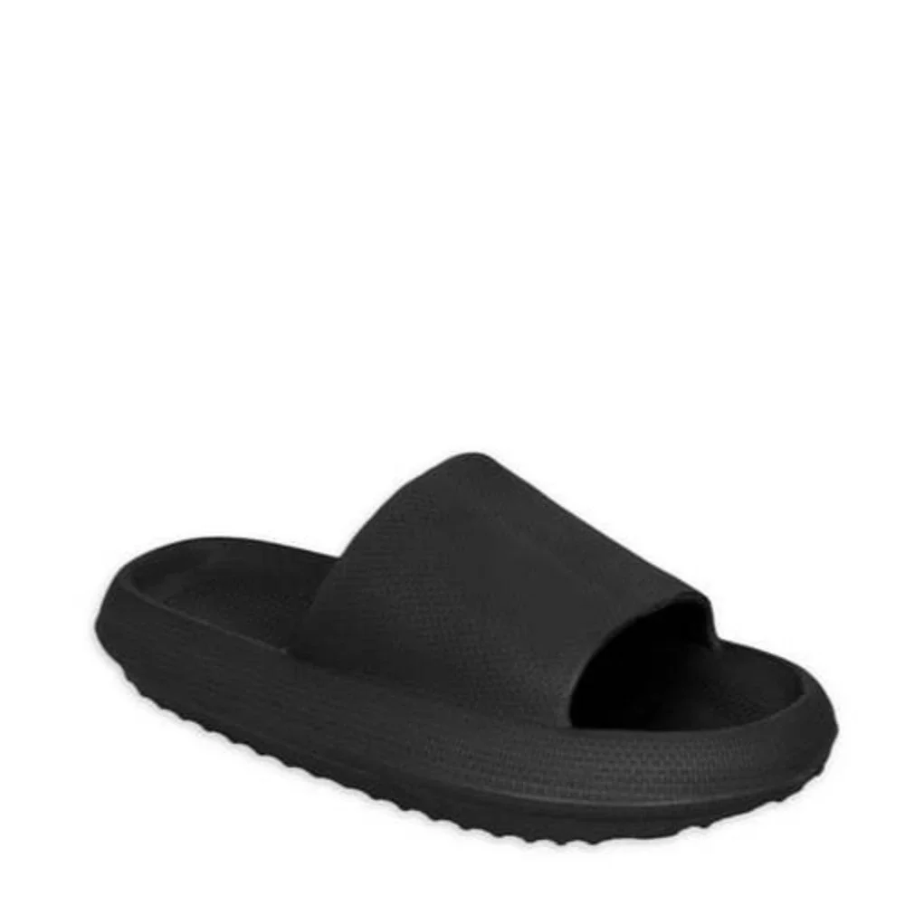 Mudd Womens Flat Slide Sandals 9 Black Slip-On Open Toe Shower Friendly Everyday